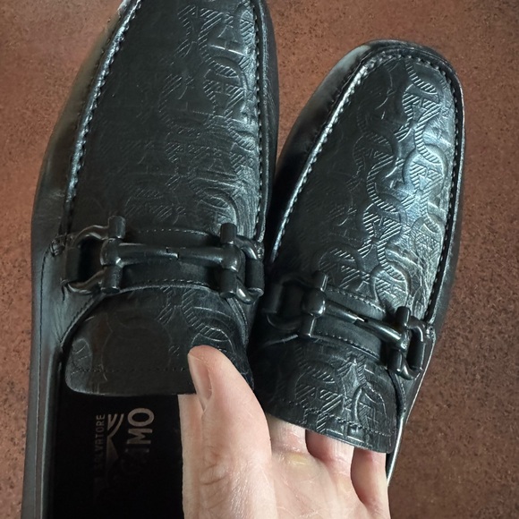 Salvatore Ferragamo Embossed Black Loafers main image 12